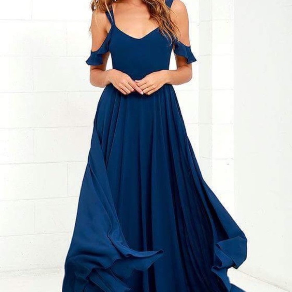 Lulus Romantic Fantasy Navy Blue Maxi Dress